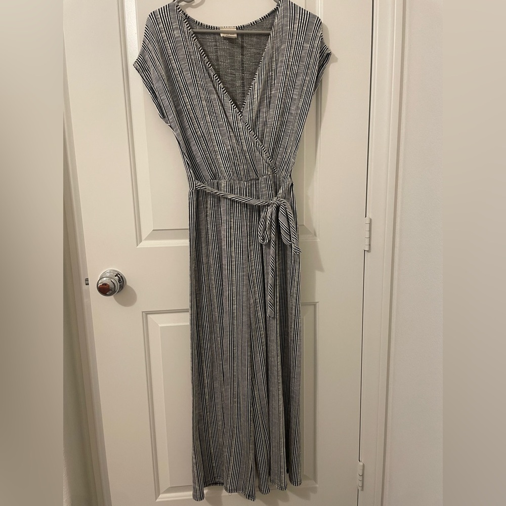 Black & White Striped Jumpsuit with tie waist
